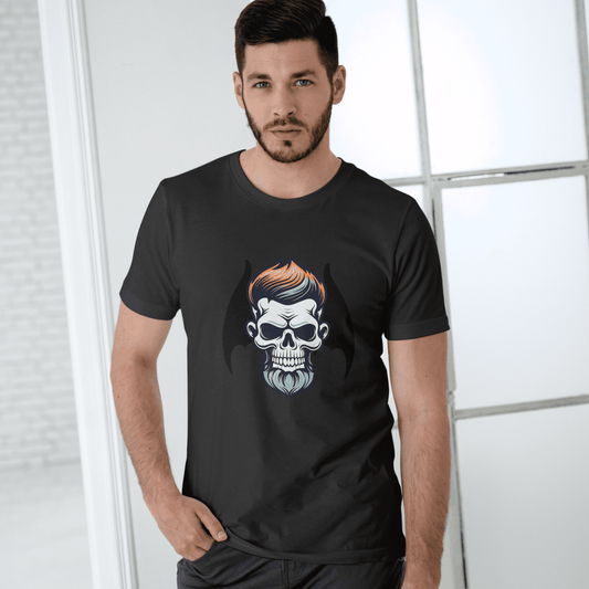 Men's Round Neck Skull T-shirt White by ZealforTee