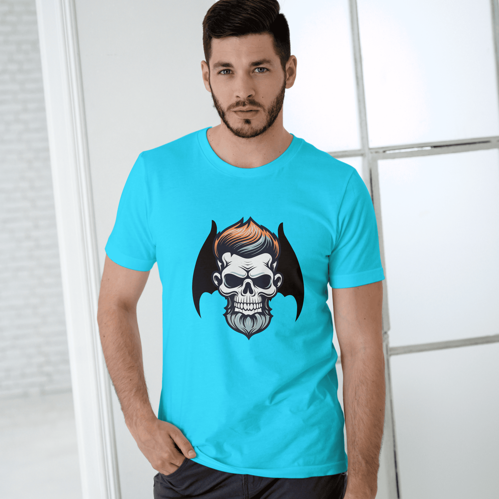 Men's Round Neck Skull T-shirt Yellow by ZealforTee