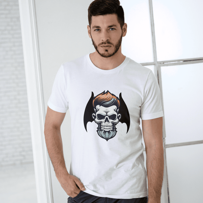 Men's Round Neck Skull T-shirt White by ZealforTee