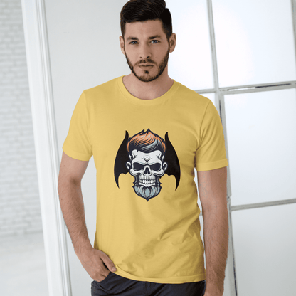 Men's Round Neck Skull T-shirt Yellow by ZealforTee