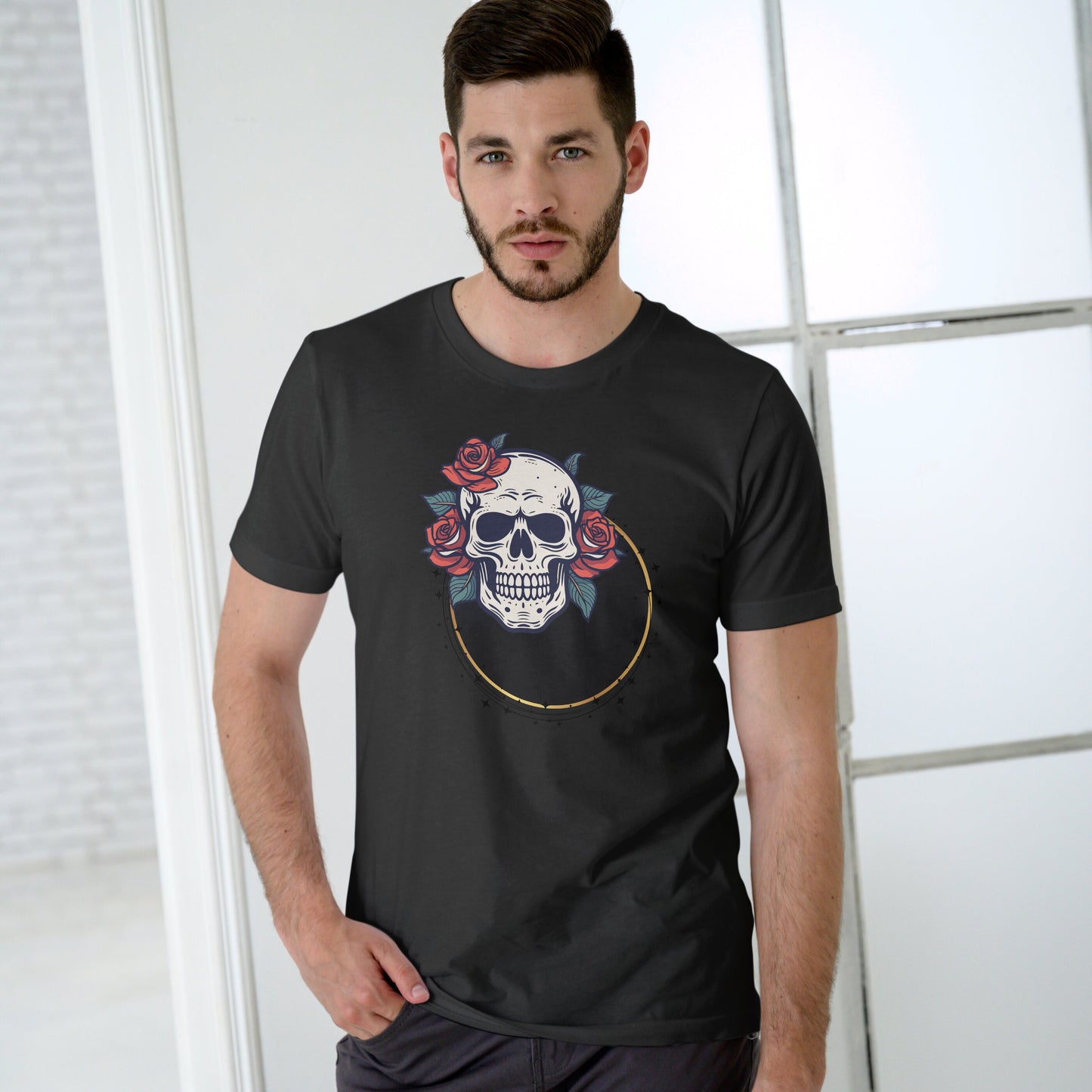 Men's Skulls and Roses T-shirt Yellow by ZealforTee