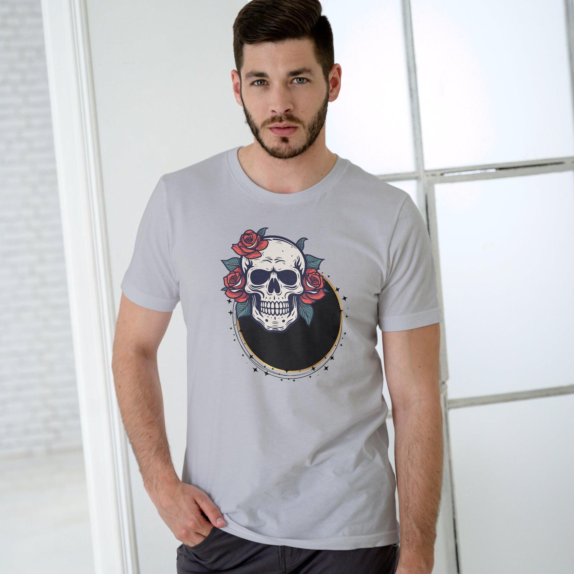 Men's Skulls and Roses T-shirt Yellow by ZealforTee