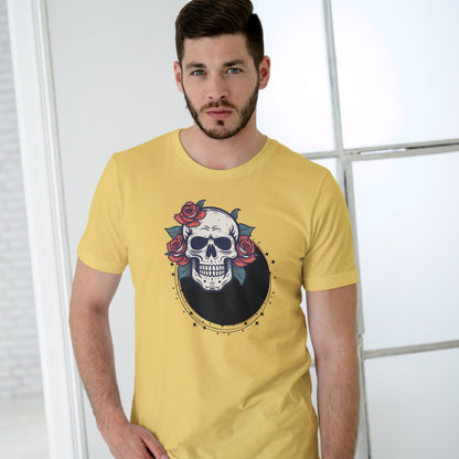 Men's Skulls and Roses T-shirt Yellow by ZealforTee