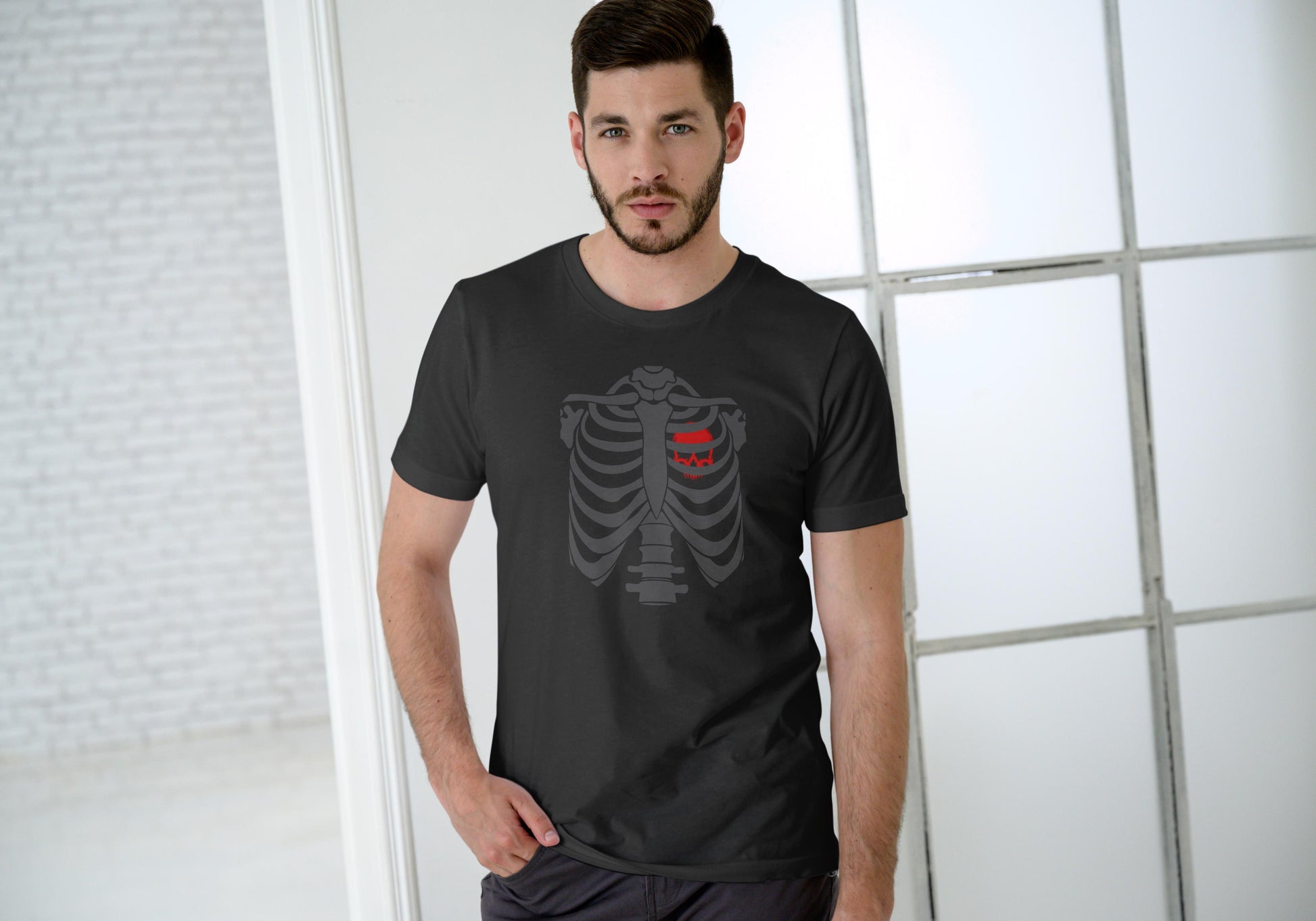 Men's Skull Heart T-shirt White by ZealforTee