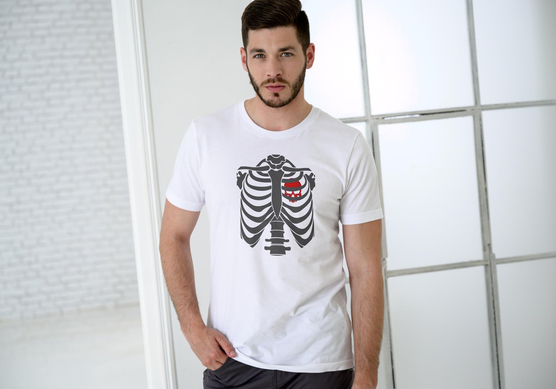 Men's Skull Heart T-shirt White by ZealforTee