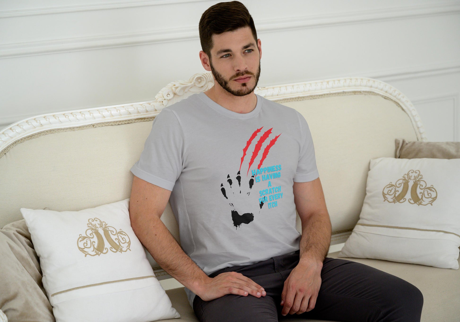 Men's Scratch Every Itch Skull T-shirt SkyBlue by ZealforTee
