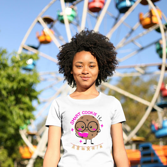 Women's Round Neck Smart Cookies T-shirt White by ZealforTee