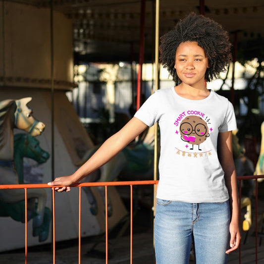 Women's Round Neck Smart Cookies T-shirt White by ZealforTee