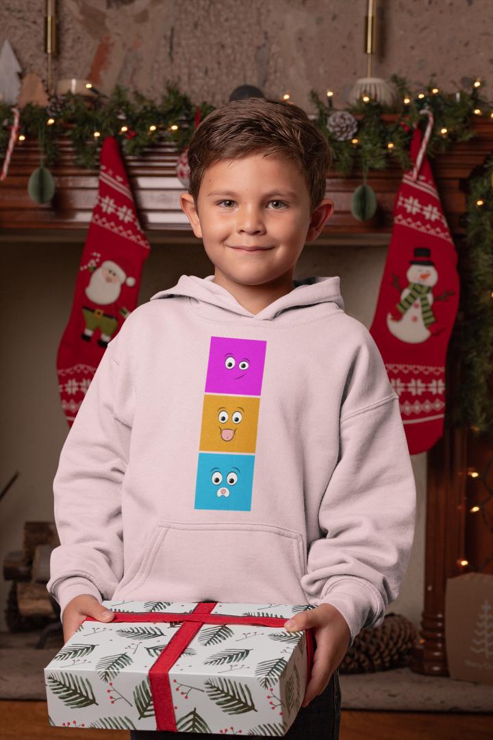 Boy's Smirk Emoji Hoodie Sweatshirt Red by ZealforTee