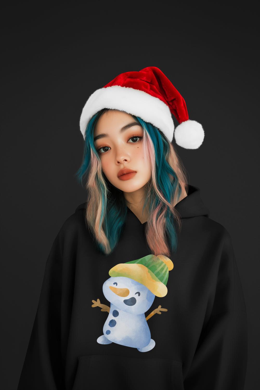 Women's Snowman Hoodie Sweatshirt Black by ZealforTee