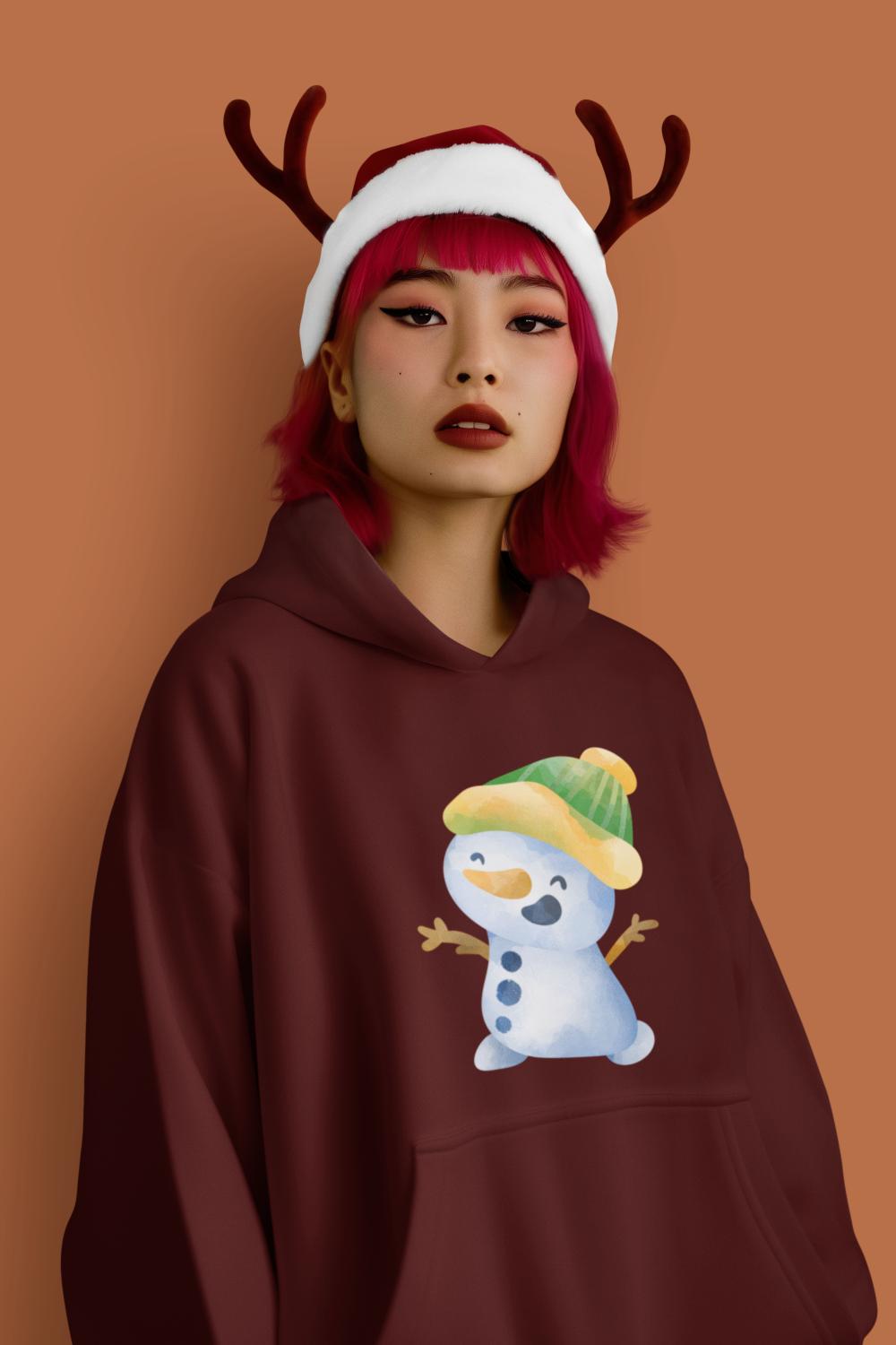 Women's Snowman Hoodie Sweatshirt Maroon by ZealforTee