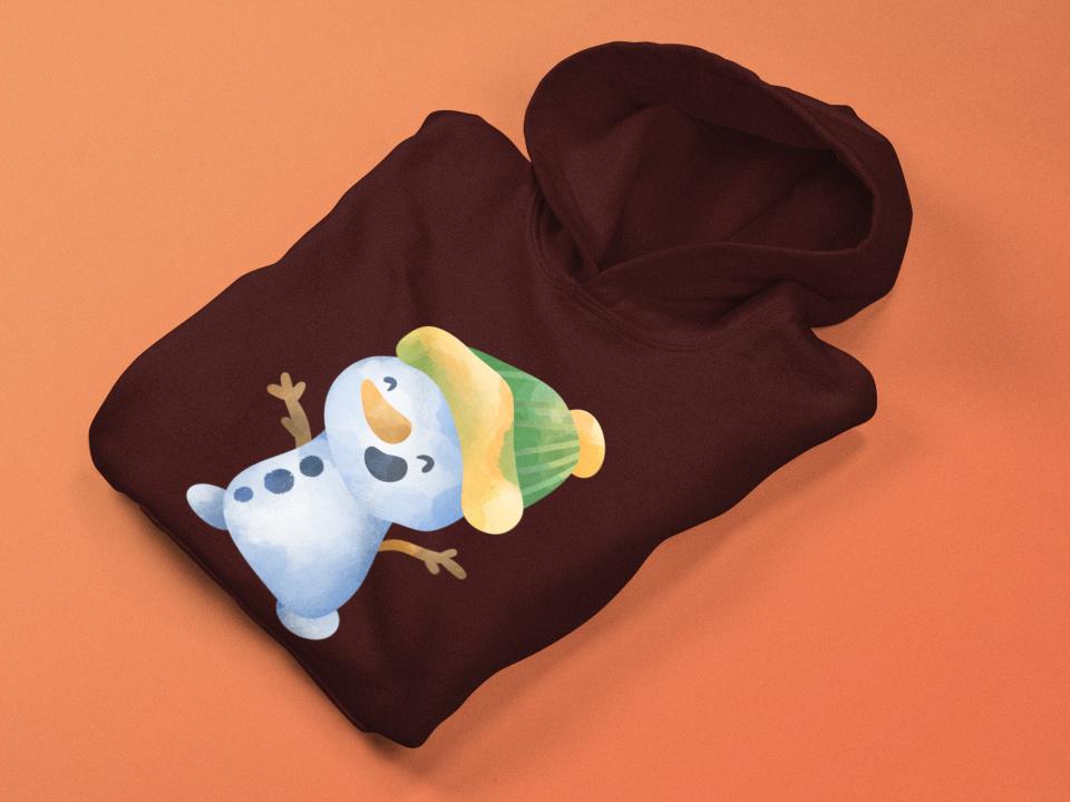 Women's Snowman Hoodie Sweatshirt Maroon by ZealforTee