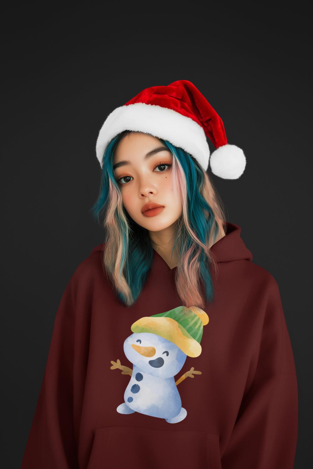 Women's Snowman Hoodie Sweatshirt Maroon by ZealforTee