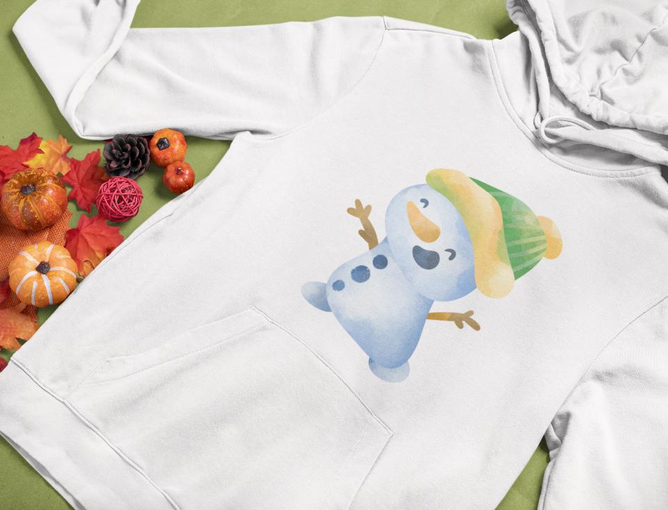 Women's Snowman Hoodie Sweatshirt White by ZealforTee