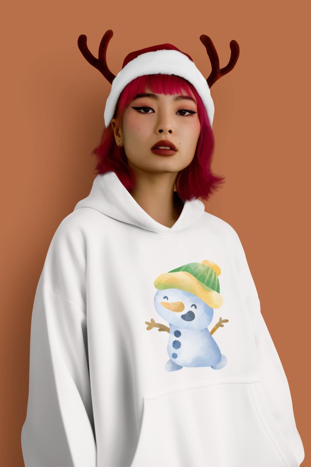 Women's Snowman Hoodie Sweatshirt White by ZealforTee