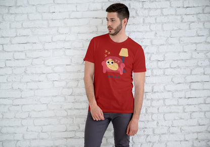 Men's Round Neck Sofa Spud T-shirt Red by ZealforTee