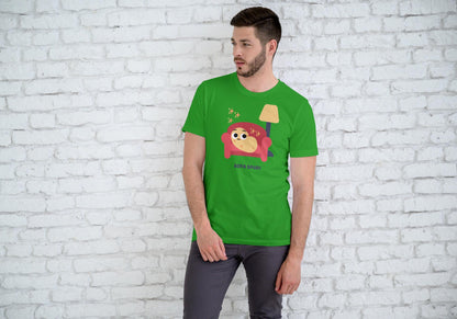 Men's Round Neck Sofa Spud T-shirt White by ZealforTee