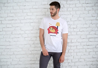 Men's Round Neck Sofa Spud T-shirt White by ZealforTee