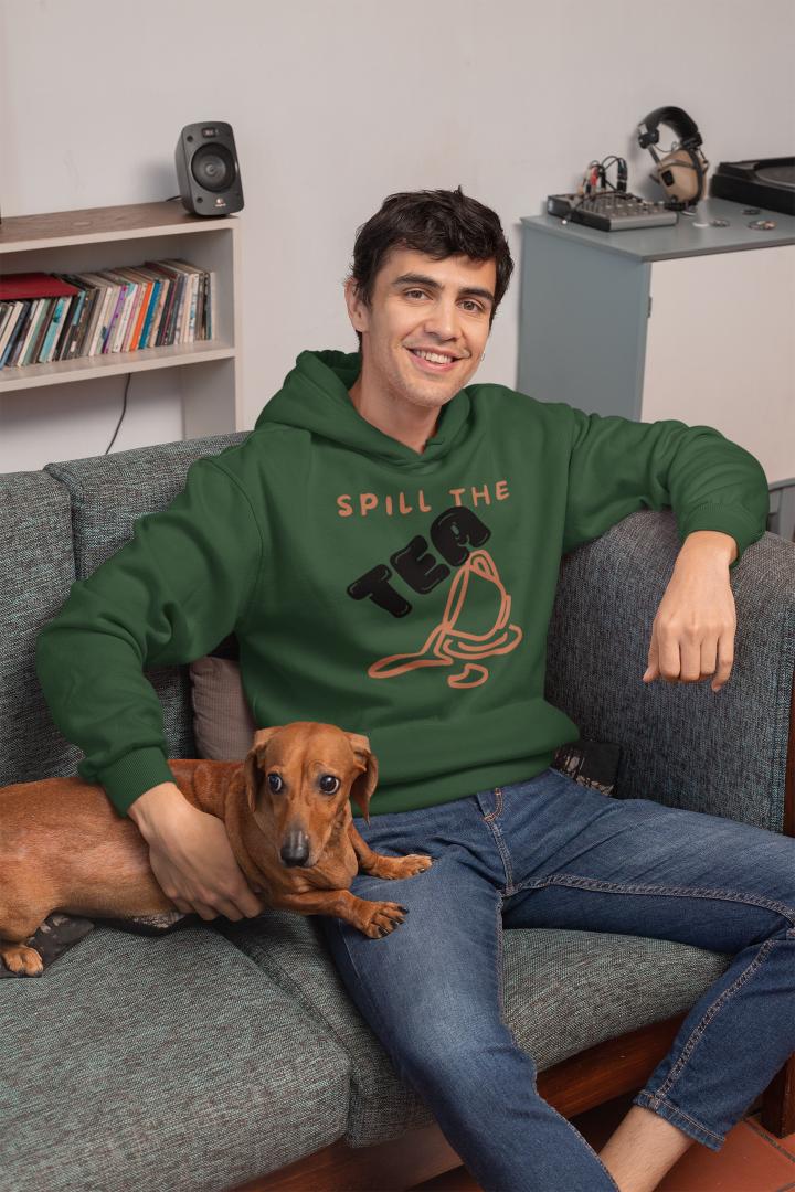 Men's Spill the Tea Gen-Z Hoodie Sweatshirt White by ZealforTee
