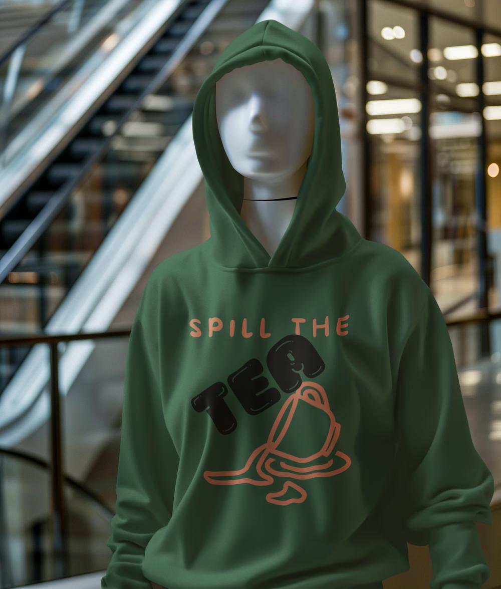 Men's Spill the Tea Gen-Z Hoodie Sweatshirt White by ZealforTee