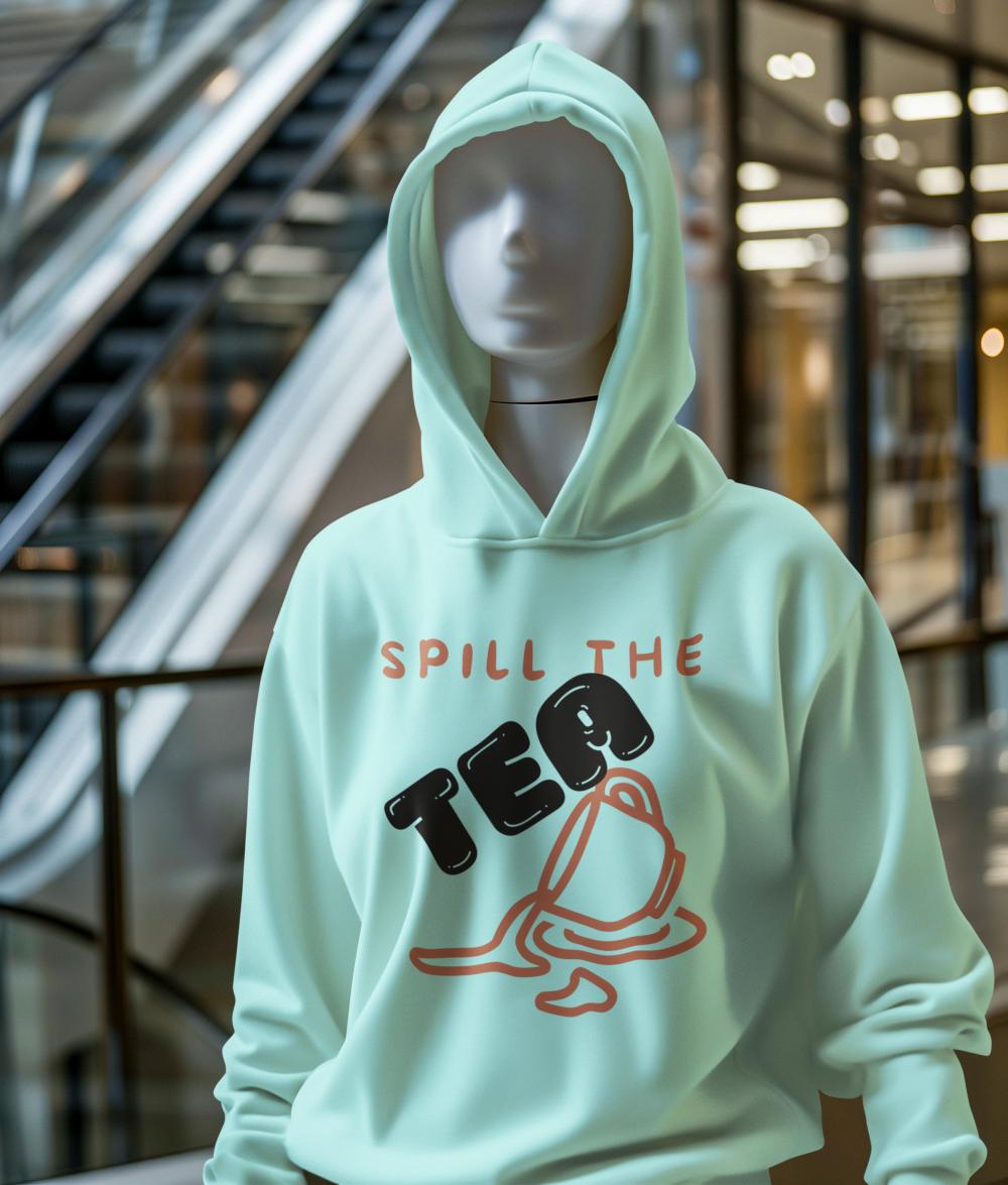 Men's Spill the Tea Gen-Z Hoodie Sweatshirt Bottle Green by ZealforTee