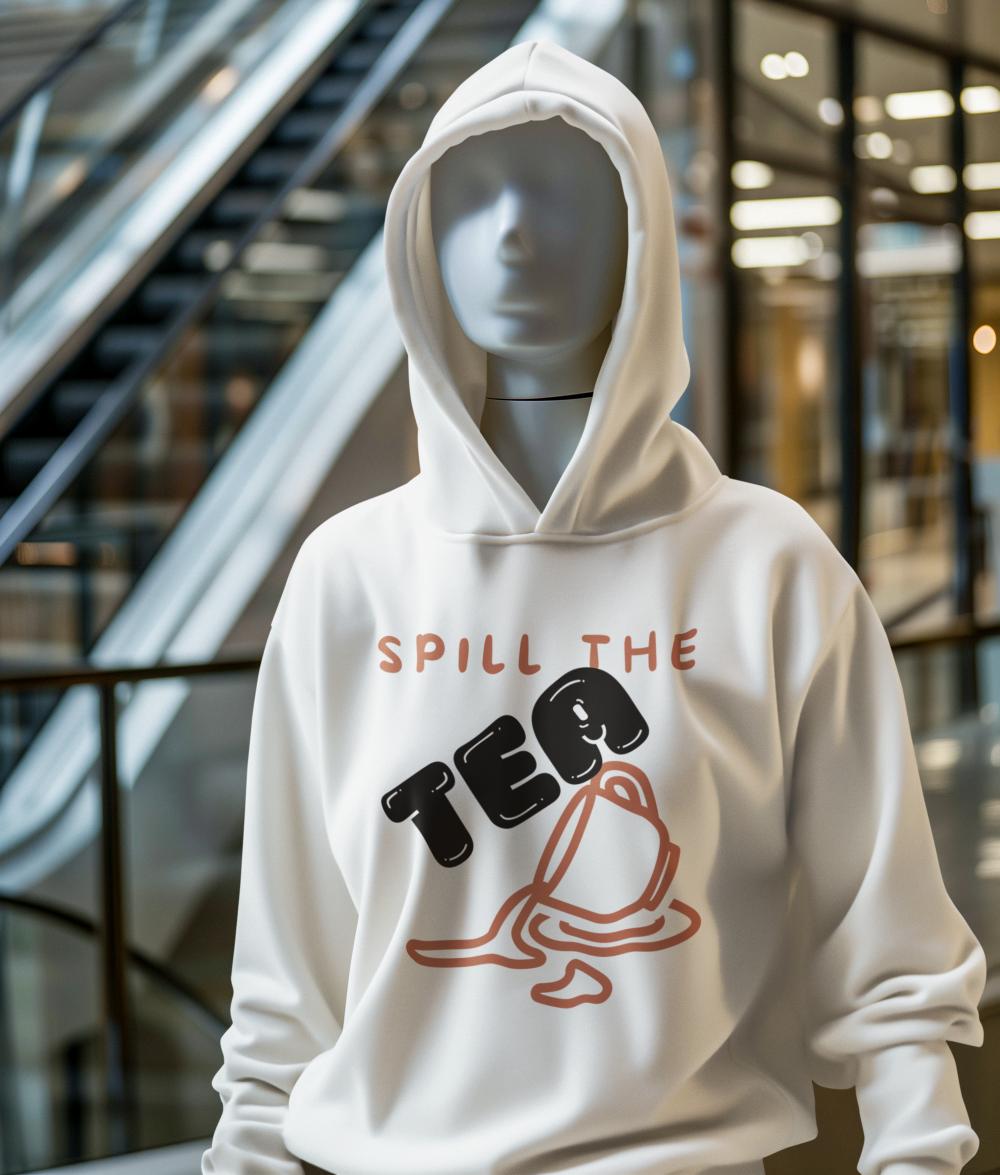 Men's Spill the Tea Gen-Z Hoodie Sweatshirt White by ZealforTee