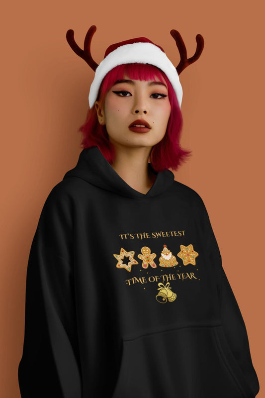 Women's Sweet Time Christmas Hoodie Black by ZealforTee