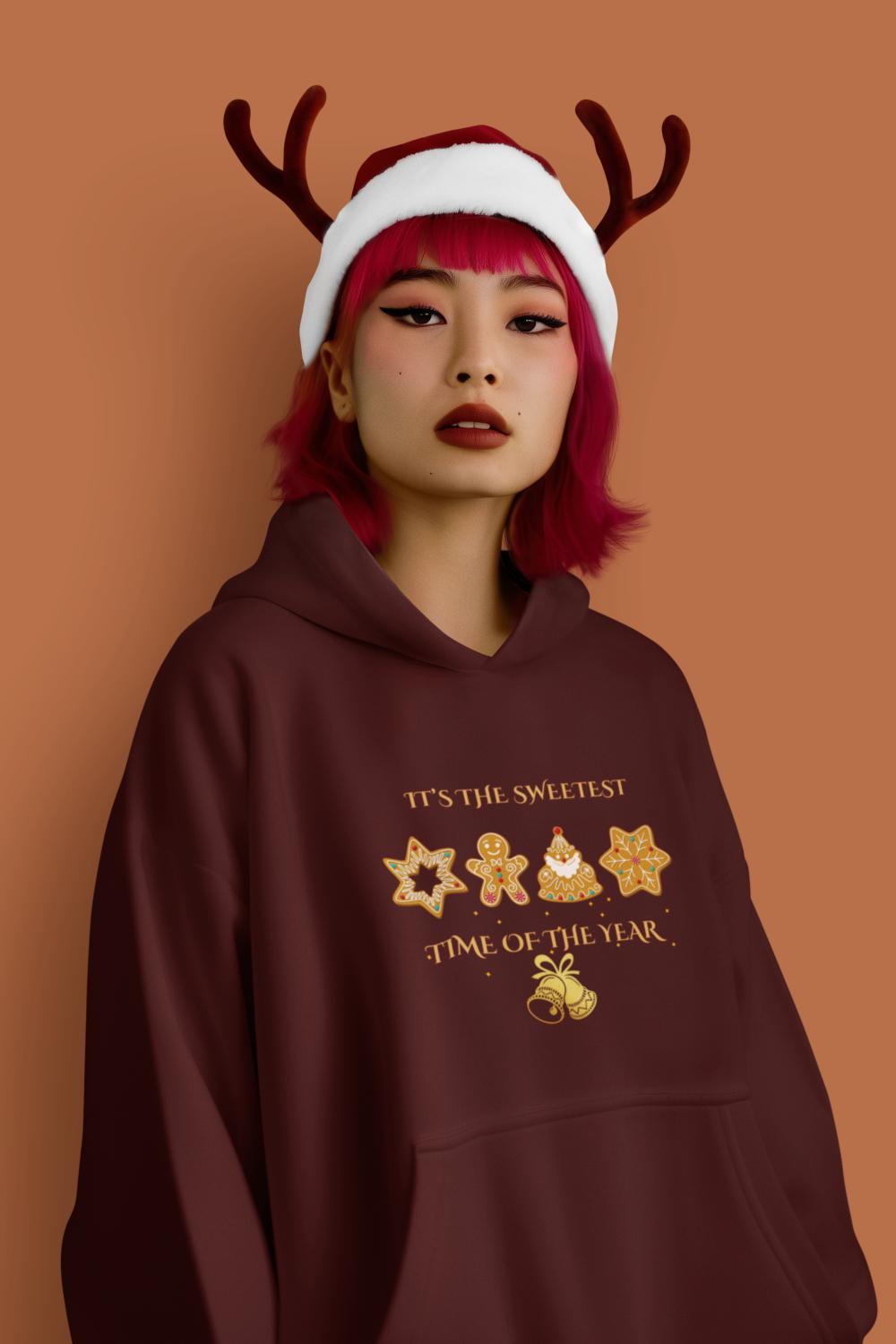Women's Sweet Time Christmas Hoodie Maroon by ZealforTee
