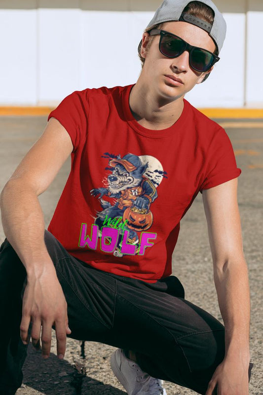 Men's Wild Wolf T-shirt Red by ZealforTee