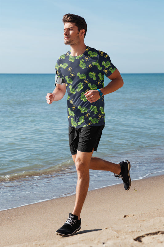 Men's All Over Print Tortoise T-shirt Very Dark Blue by ZealforTee