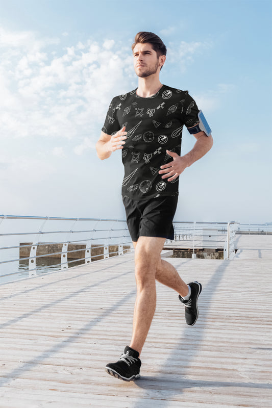 Men's Space All Over Print T-shirt Black by ZealforTee