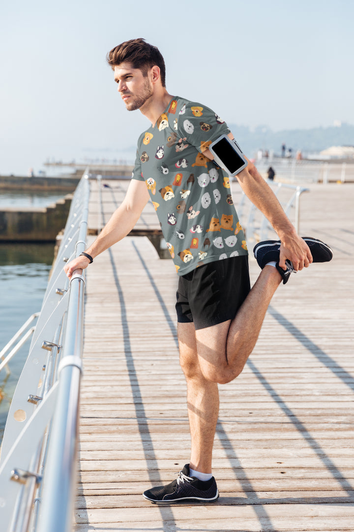 Men's Dogs All Over Print T-shirt Stormcloud by ZealforTee