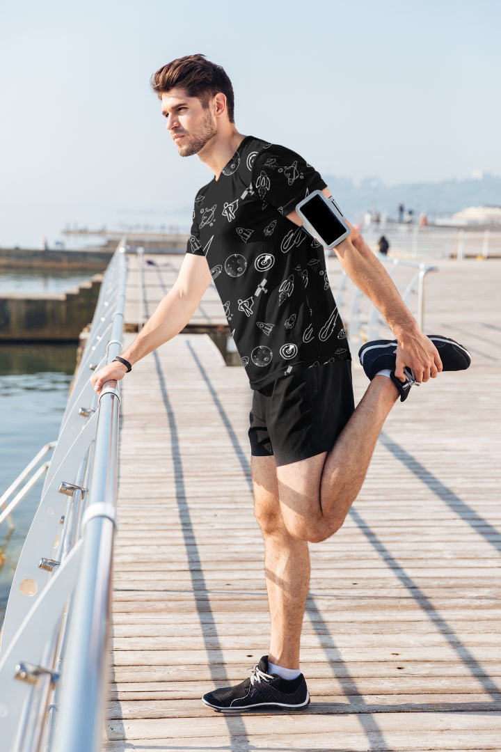 Men's Space All Over Print T-shirt Black by ZealforTee