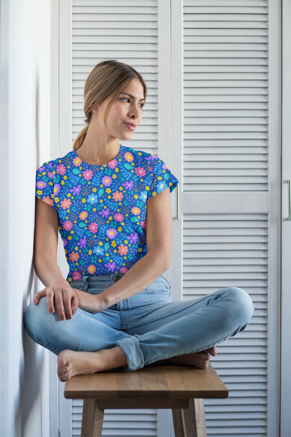Women's All Over Printed Flowers T shirt