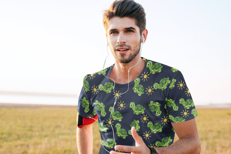 Men's All Over Print Tortoise T-shirt Very Dark Blue by ZealforTee