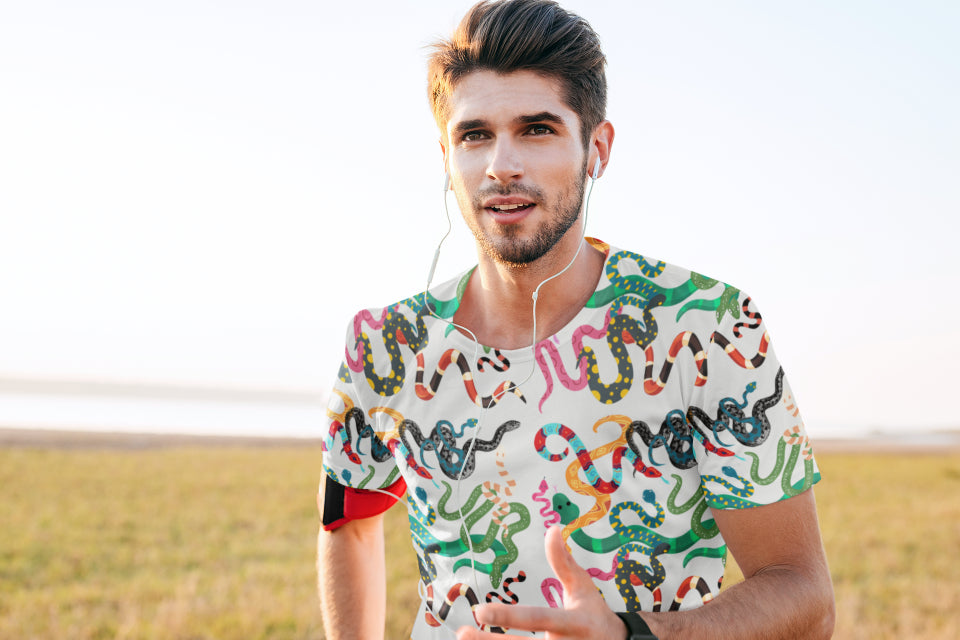 Men's Snakes All Over Print T-shirt Platinum by ZealforTee