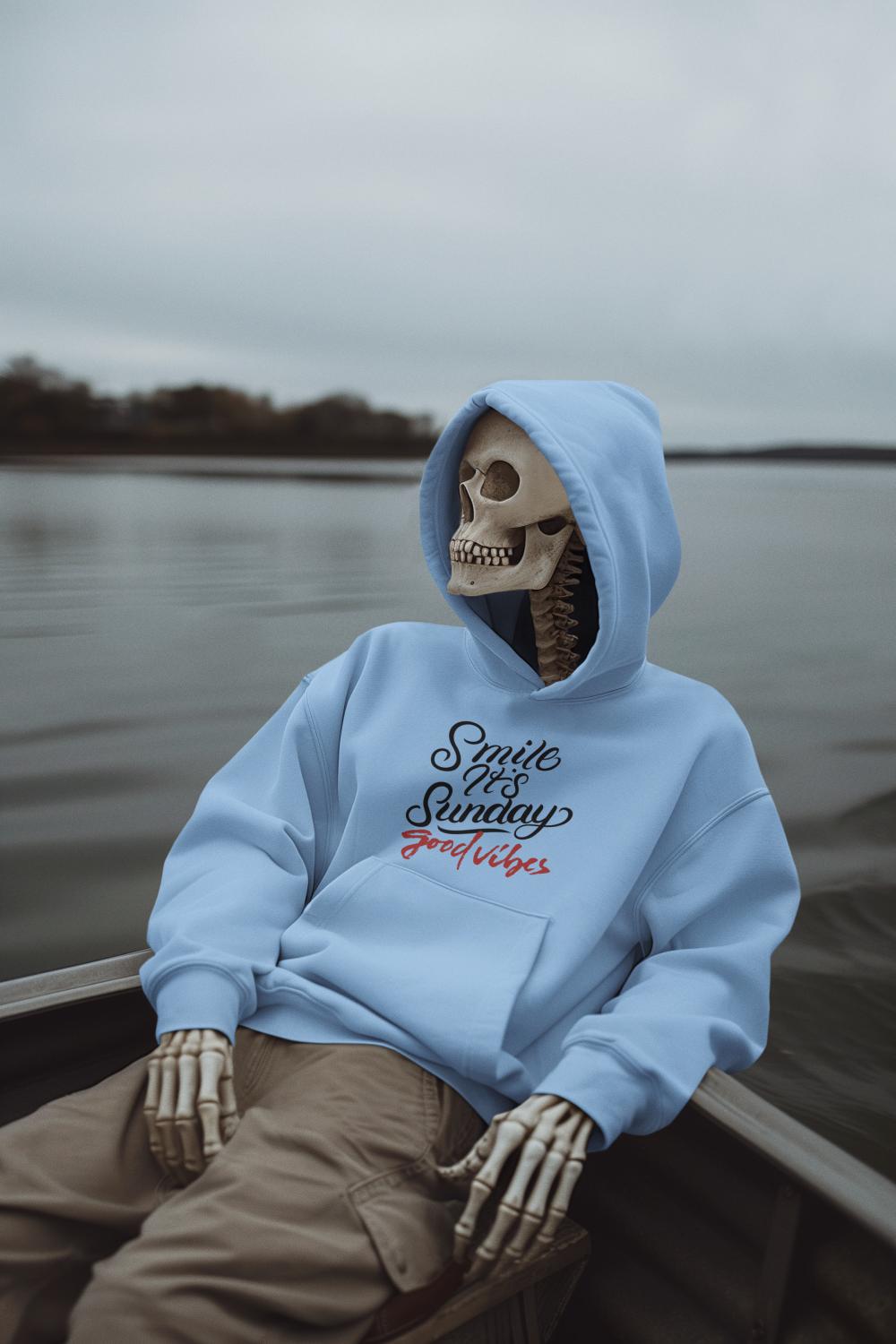 Men's Sunday Smile Typography Hoodie Sweatshirt Mint by ZealforTee