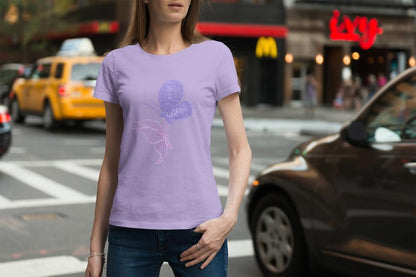 Women's Glitter Butterfly T-shirt Light Pink by ZealforTee