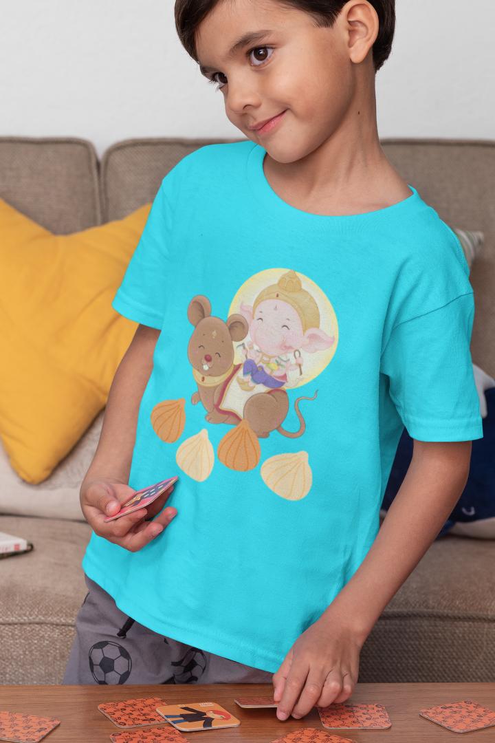 Kid's Ganesh Chaturthi Unisex T-shirt SkyBlue by ZealforTee