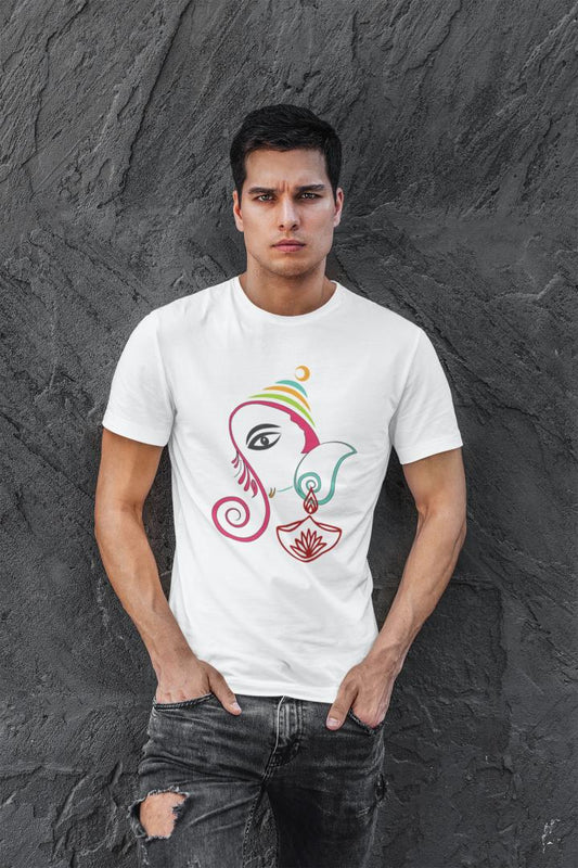 Men's Ganesh Chaturthi T-shirt White by ZealforTee
