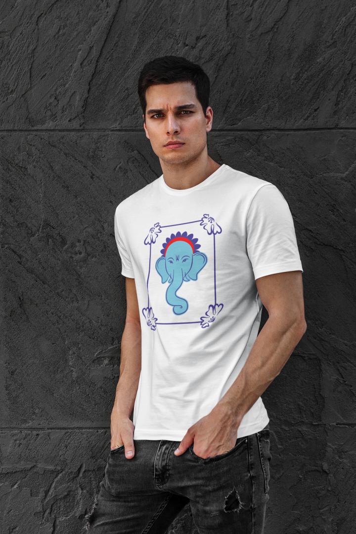 Men's Ganesh Chaturthi T-shirt White by ZealforTee