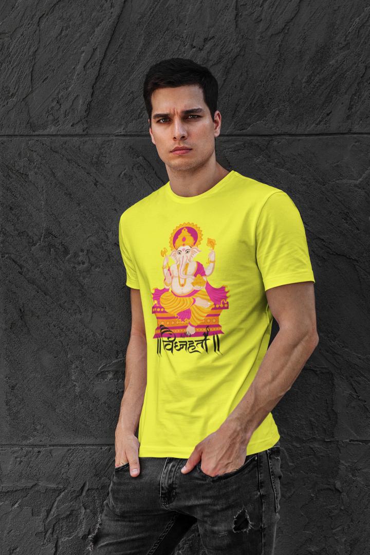 Men's Ganesh Chaturthi T-shirt Light Baby Pink by ZealforTee