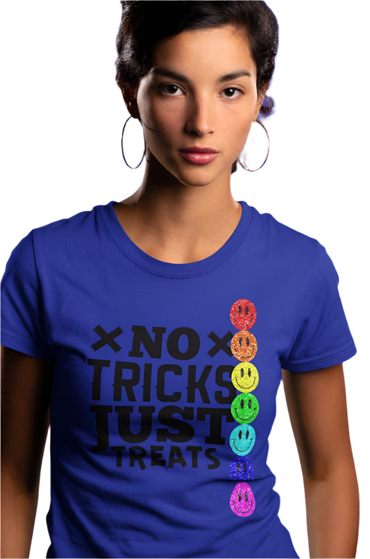 Women's No Tricks Just Treats T-shirt Royal Blue by ZealforTee
