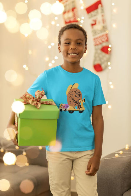 Kid's Potatoes on a Ride Unisex Tshirt Sky Blue by ZealforTee