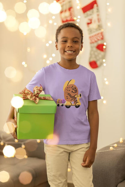 Kid's Potatoes on a Ride Unisex Tshirt Sky Blue by ZealforTee