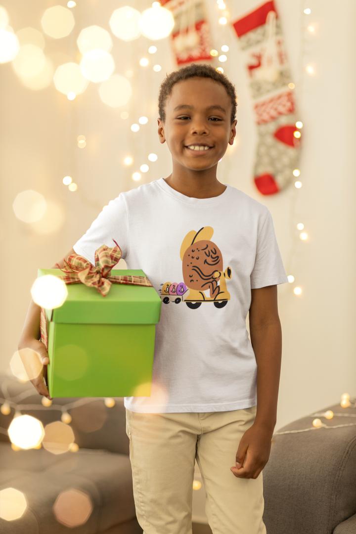 Kid's Potatoes on a Ride Unisex Tshirt Black by ZealforTee