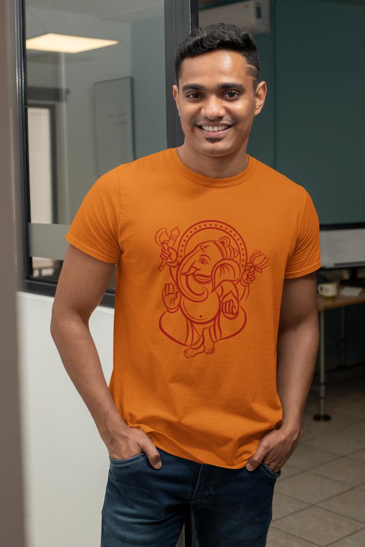 Men's Ganesh Chaturthi T-shirt New Yellow by ZealforTee