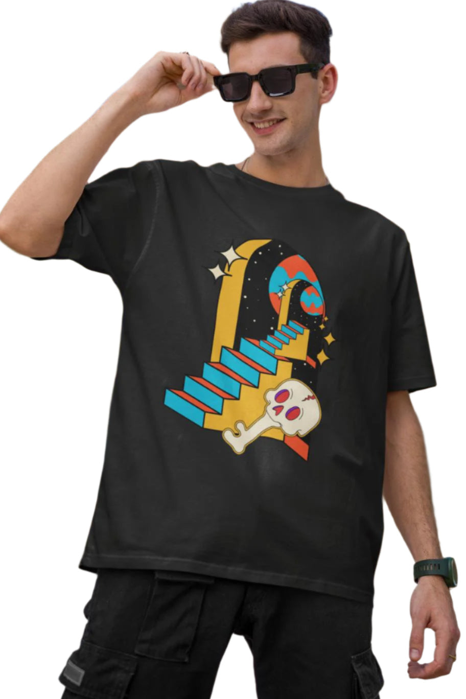 Men's Upstairs Oversized T shirt Black by ZealforTee