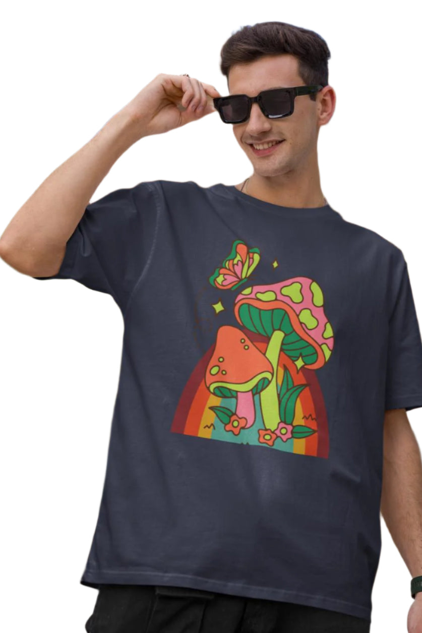 Men's Eye Catching Mushroom Oversized T shirt Royal Blue by ZealforTee