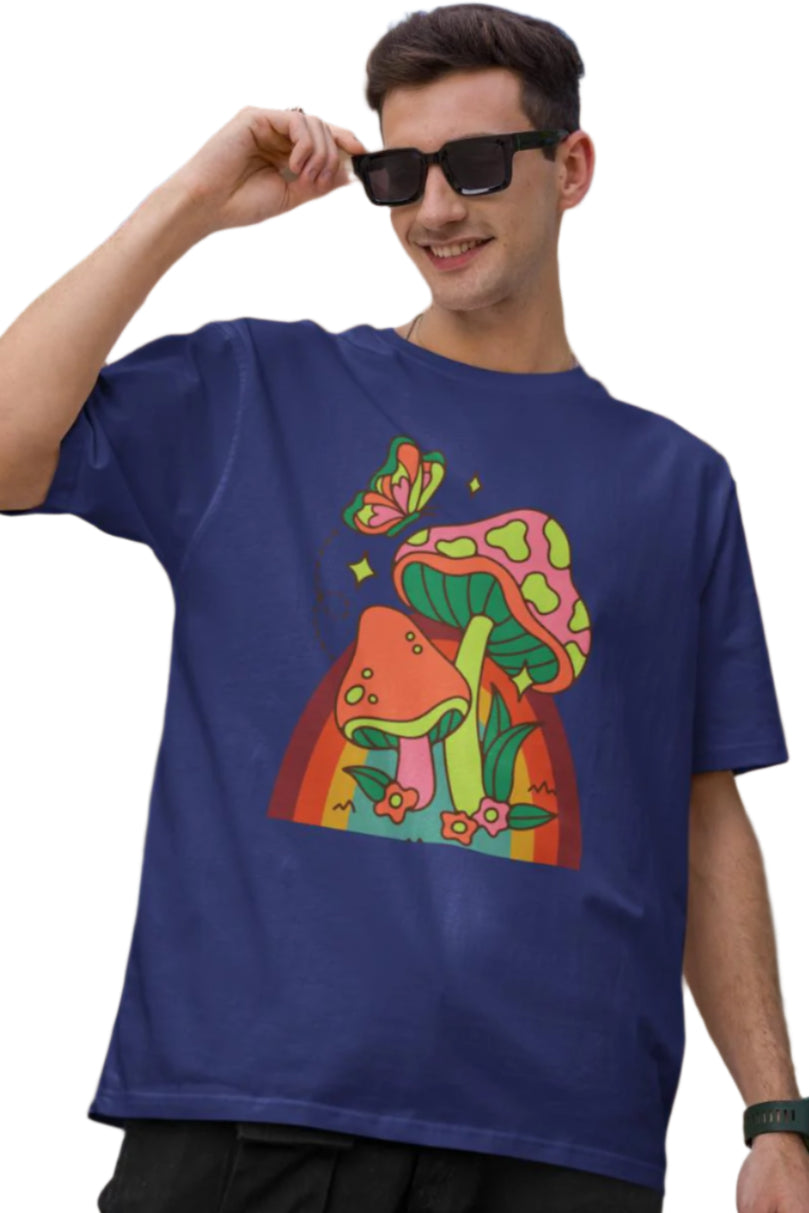 Men's Eye Catching Mushroom Oversized T shirt Royal Blue by ZealforTee